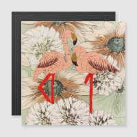 Flamant rose rose Floral Tropical Feuilles Parties