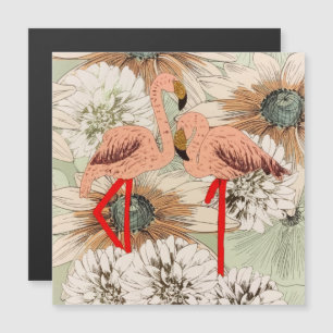 Carte Magnétique Flamant rose rose Floral Tropical Feuilles Parties