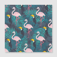 Flamant rose, toucan : motif de feuilles tropicale