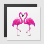 Carte Magnétique Flamants roses roses en amour (Devant / Derrière)