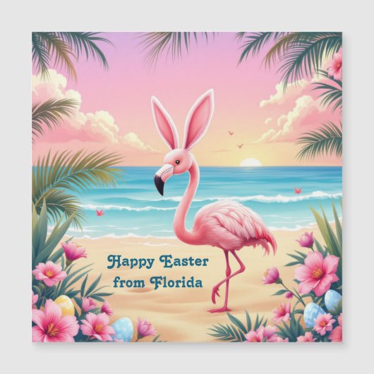 Carte Magnétique Flamingo Bunny Ears Holi (Devant)