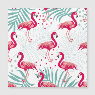 Carte Magnétique Flamingo tropical et feuille, motif d'été.