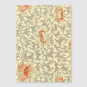 Carte Magnétique Fleur botanique florale grise rose vintage