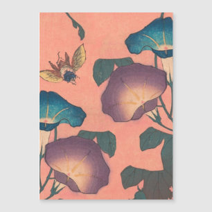 Carte Magnétique Fleur d'abeille rose Art classique Hokusai