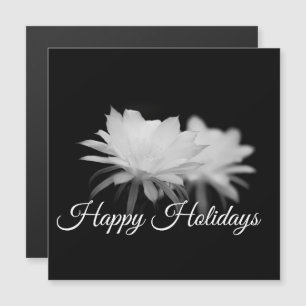 Carte Magnétique Fleur de cactus noir et blanc Joyeuses fêtes