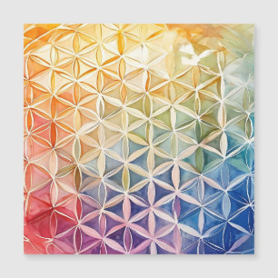 Carte Magnétique Fleur de Vie - Peinture à l'aquarelle