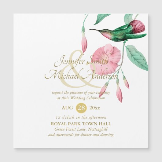 Carte Magnétique Fleur de vigne florale à la menthe rose à la menth (Devant)