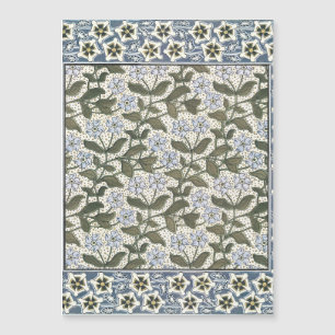 Carte Magnétique Fleur d'été de Pervenche Art Nouveau Botanique