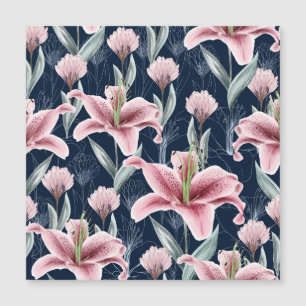 Carte Magnétique Fleur Lilly Rose Motif sans couture.