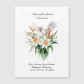 Carte Magnétique Fleur Narcisse de décembre avec oiseaux floraux (Devant)