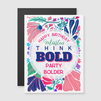 Carte Magnétique Fleur rose Joyeux Anniversaire Gras