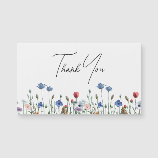 Carte Magnétique Fleur sauvage élégant Merci de script (Devant)