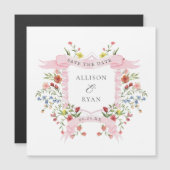 Carte Magnétique Fleur sauvage Whimsical Mariage Enregistrer La Dat (Devant / Derrière)
