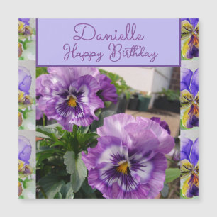 Carte Magnétique Fleur violette de pensée Nom de fille anniversaire