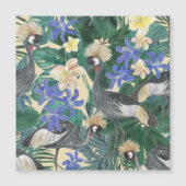 Carte Magnétique Fleurs Bleues Plumeria, Aquarelle Sans Couleur. (Devant)