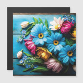 Carte Magnétique Fleurs colorées (Devant / Derrière)