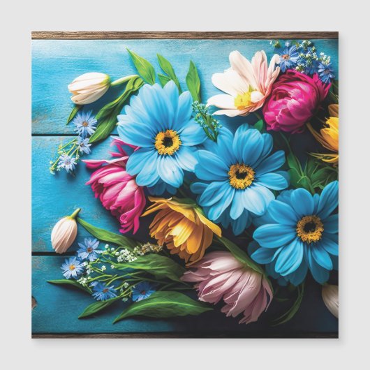 Carte Magnétique Fleurs colorées (Devant)