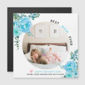 Carte Magnétique Fleurs d'Aqua Meilleure maman Meilleure photo de l (Devant / Derrière)