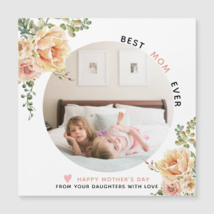 Carte Magnétique Fleurs de pêche Meilleure maman Tous les jours Mèr