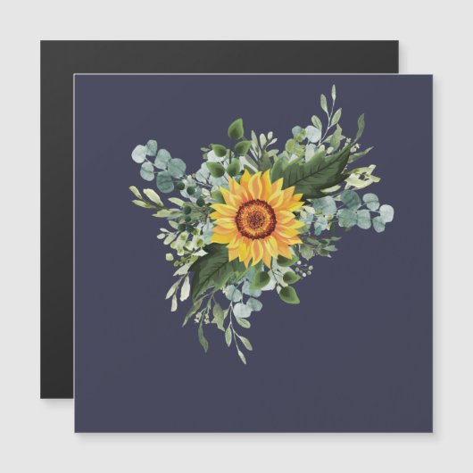 Carte Magnétique Fleurs de soleil rustiques Eucalyptus Leaf (Devant / Derrière)