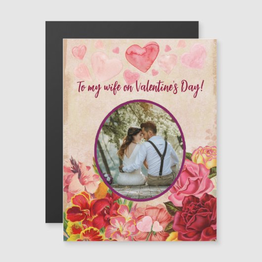 Carte Magnétique Fleurs de Steampunk victorienne Coeurs Saint-Valen (Devant / Derrière)