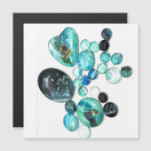 Carte Magnétique Fleurs de verre de mer et bling (Devant / Derrière)