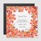 Carte Magnétique Fleurs et feuilles d'automne Enregistrer la date C (Devant / Derrière)