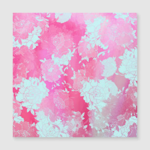 Carte Magnétique Fleurs japonaises motifs bleus