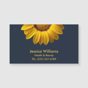 Carte Magnétique Fleurs jaunes sur le Monogramme arrière - plan ble