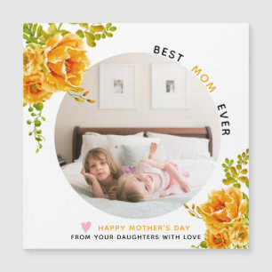Carte Magnétique Fleurs orange Meilleure maman Meilleure photo de l
