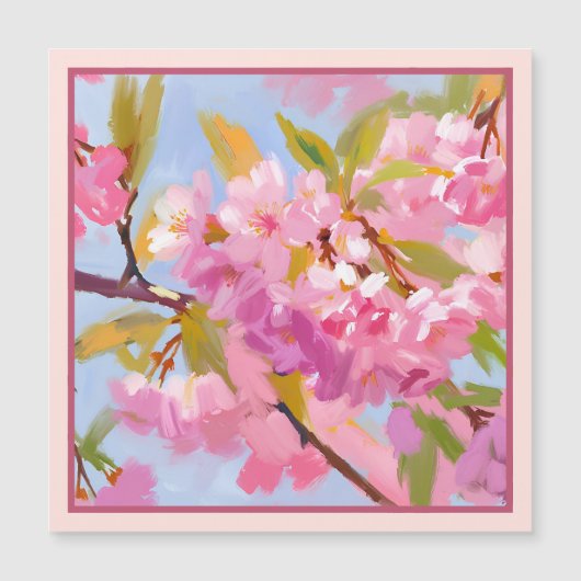 Carte Magnétique Fleurs roses (Devant)