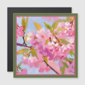 Carte Magnétique Fleurs roses (Devant / Derrière)