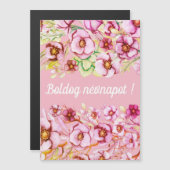 Carte Magnétique Fleurs roses - Jour du nom hongrois (Devant / Derrière)