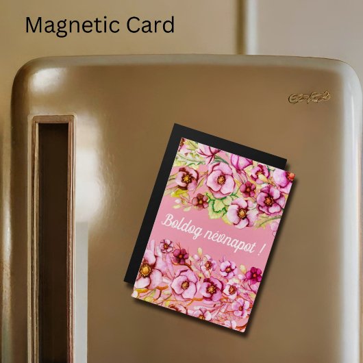 Carte Magnétique Fleurs roses - Jour du nom hongrois