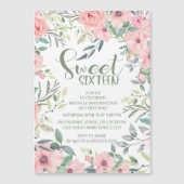 Carte Magnétique Fleurs roses rousses Sage Vert Feuille doux 16 (Devant)