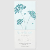 Carte Magnétique Fleurs turquoise mignonnes Enregistrer la date mag (Devant)