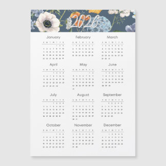 Carte Magnétique floral calendario 2026