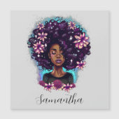 Carte Magnétique Floral Sparkling Afro Femme (Devant)