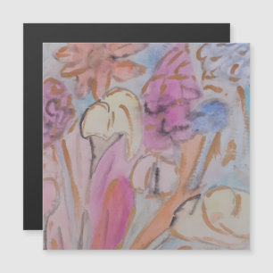 Carte magnétique florale pastel abstraite