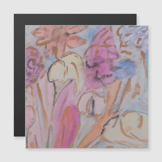 Carte magnétique florale pastel abstraite (Devant / Derrière)