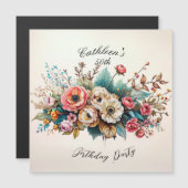 Carte magnétique florale personnalisée (Devant / Derrière)