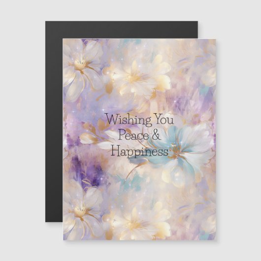 Carte Magnétique Flore bleu violet d'or blanc (Devant / Derrière)