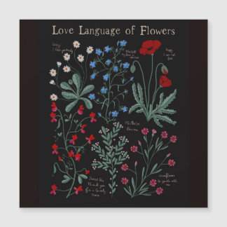 Carte Magnétique Floriographe Amour langue des fleurs botanique