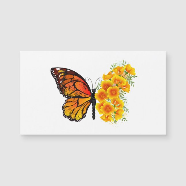 Carte Magnétique Flower Butterfly with Yellow California Poppy (Devant)