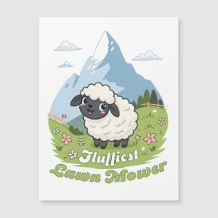 Carte Magnétique Fluffiest Lawn Mower - Adorable Blacknose Sheep