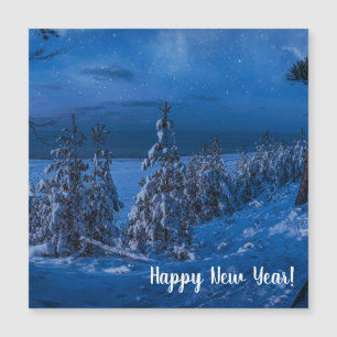 Carte Magnétique Forest path at winter night