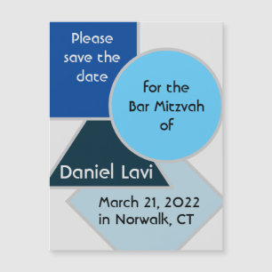 Carte Magnétique Formes bleues modales Enregistrer l'aimant de date