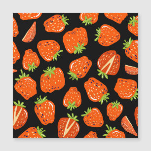 Carte Magnétique Fraises Noir : Texture Vintage sans fil