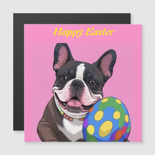 Carte Magnétique Französische Bulldogge Osterei French Bulldog (Devant / Derrière)