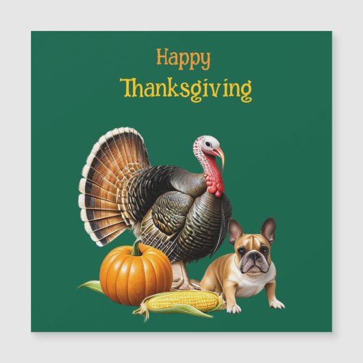 Carte Magnétique Französische Bulldogge Thanksgiving French Bulldog (Devant)